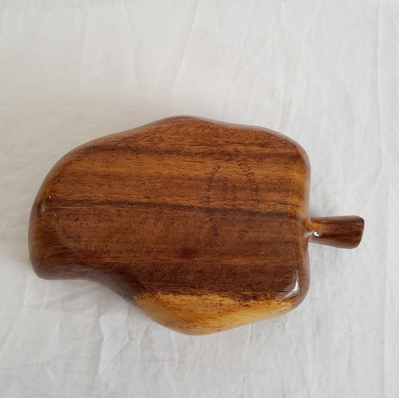 Woodcraft of Hawaii Monkey Pod Distressed Leaf Bowl Handcarved Vintage - Picture 5 of 6